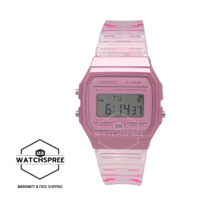 [WatchSpree] Casio Digital Pink Resin Band Watch F91WS-4D F-91WS-4 [Kids]