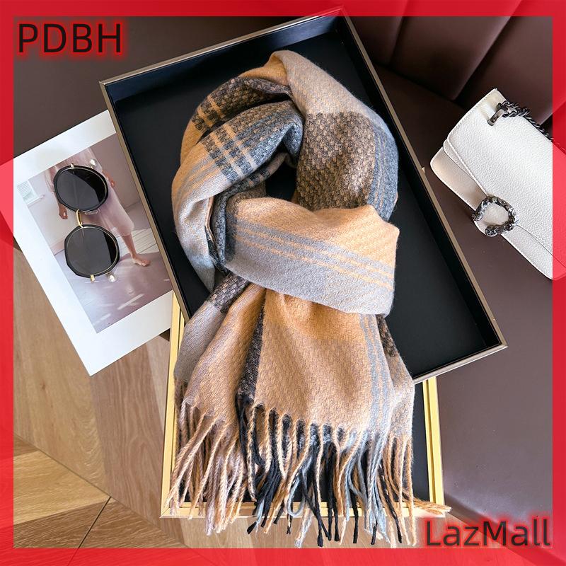 [Pdbh cửa hàng thời trang] Flash Sale 1 cái cashmere ấm áp cho mùa đông Phụ nữ dài Bandana Pashmina hôi khăn choàng cổ nữ Khăn choàng tua rua và kết thúc tốt đẹp Khăn kẻ sọc sang trọng