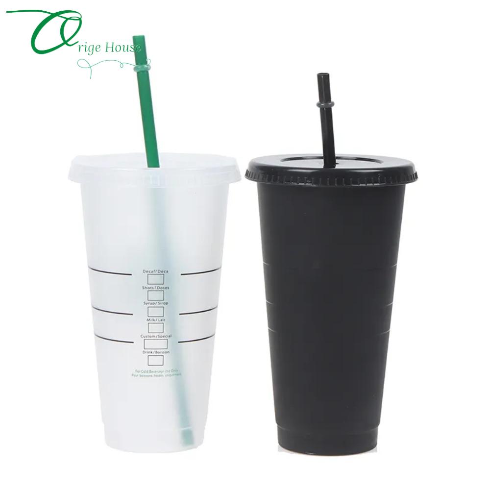 23.6oz Color Changing Cups with Lids and Straws Plastic Cups Reusable  Tumbler with Lid and