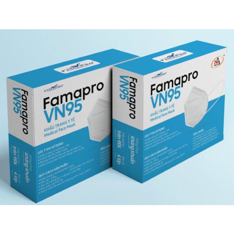 HỘP-10 CÁI-MÀU TRẮNG] COMBO 5 HỘP Khẩu trang y tế kháng khuẩn 4 lớp Famapro