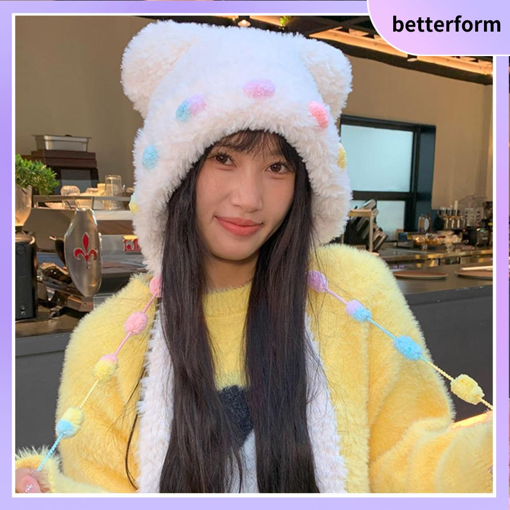 BETTERFORM Có ren Mũ tai gấu Nơ Bảo vệ tai Mũ Dệt Chống gió Mũ ấm Phụ nữ