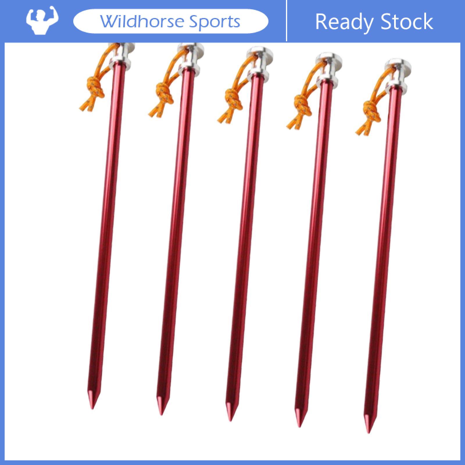 Wildhorse 5x vít trong cọc lều drillable cọc lều với dây đeo kim loại chốt cọc vườn cọc đóng vào đất cho nơi trú ẩn vườn chuyến đi sân