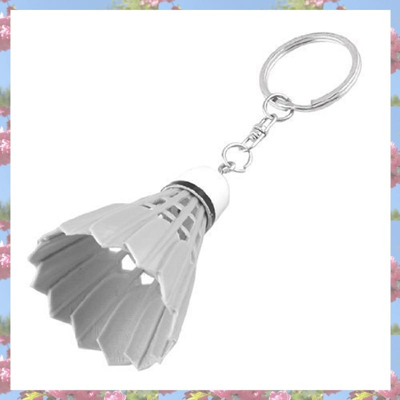 Keychain Handbag Split Ring Plastic Key Ring Badminton Decoration White