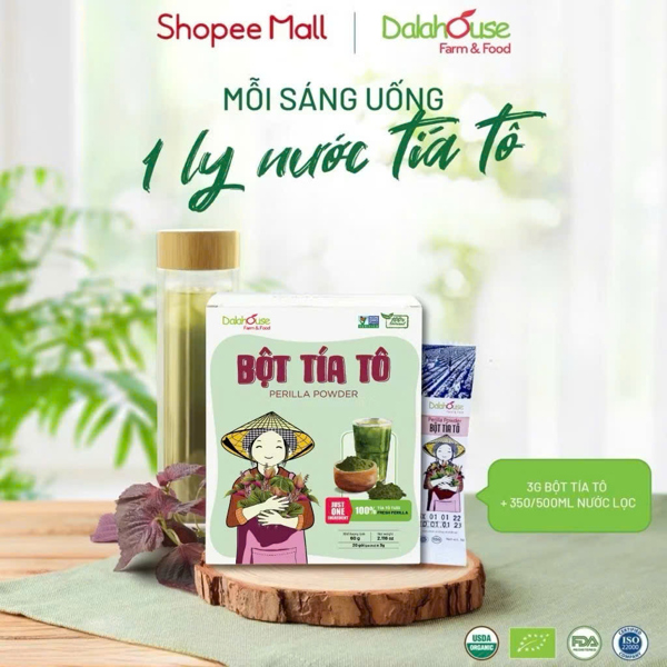 Bột Tía Tô Dalahouse (20 Gói x 3g) – Thức Uống Từ Lá Tía Tô Sấy Lạnh Tiện Lợi