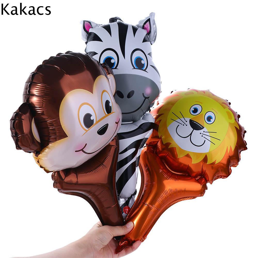 KAKACS Hổ Sư Tử Dễ thương Bên rừng Trang Trí Sinh nhật Bên Trang Trí Nội Thất Cầm tay Kid Đồ Chơi Tay Dính Đồ Chơi Inflatable Không Khí Bóng Động vật Đầu Lá Bóng Bay