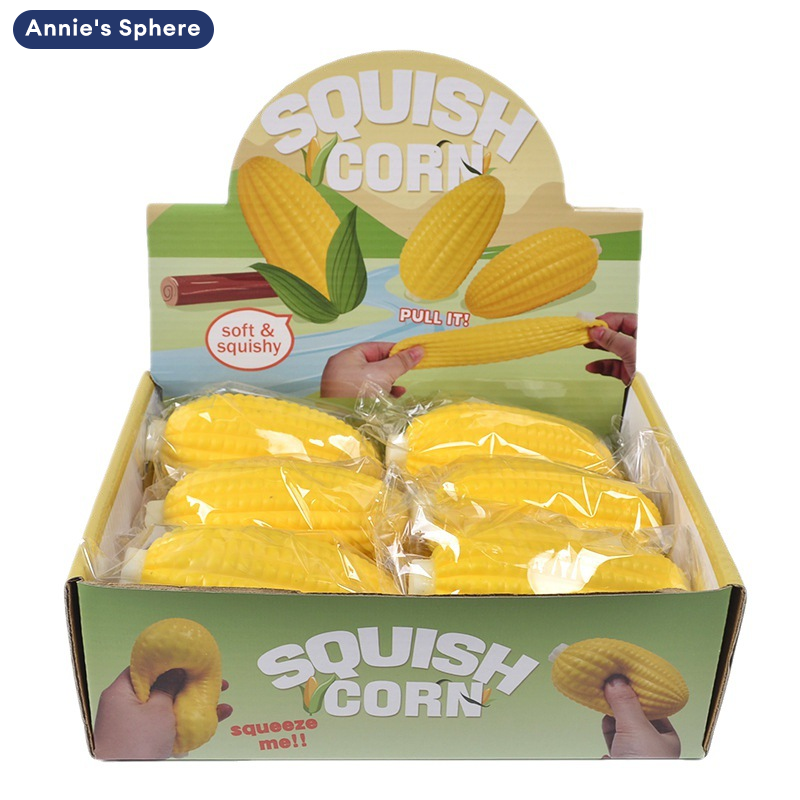 โมเดลฟิกเกอร์ อาร์ตทอย กล่องสุ่มของสะสม ของเล่นและโมเดลสะสม Annie's Sphere Realistic Corn Squishy Toy for Stress Relief and Fun