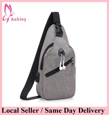 Men Crossbody Bag Messenger Bag Pack Sling bag Casual Chest Bags Waterproof Nylon Single Shoulder Strap USB Charging Port Anti-theft Bag