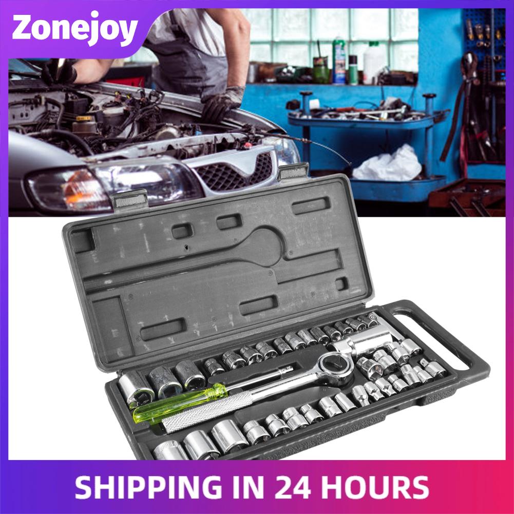 Zonejoy Bộ ổ cắm cơ khí Ổ cắm đánh lửa di động Bộ ổ cắm bằng thép carbon 40 chiếc Mạnh mẽ Dễ dàng truy cập để bảo trì cho nhà máy