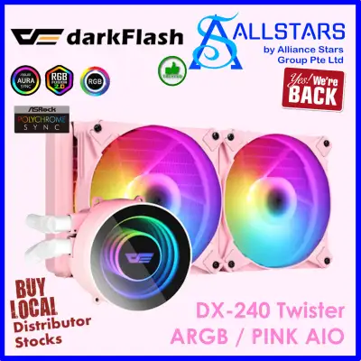 (ALLSTARS : We are Back / DIY Promo) DarkFlash DX240 / DX-240 Twister ARGB (Pink Edition) All-in-One 240mm Liquid CPU Cooler (DFDX240-PK) (Warranty 1year with TechDynamic)