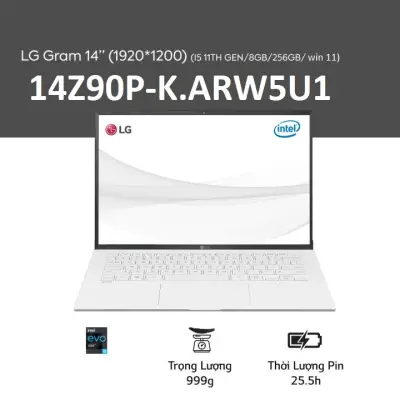 Laptop LG Gram IPS LCD WUXGA (1920x1200) 14 inches (i5 11th/8GB/256GB SSD) l 14Z90P-K.ARW5U1