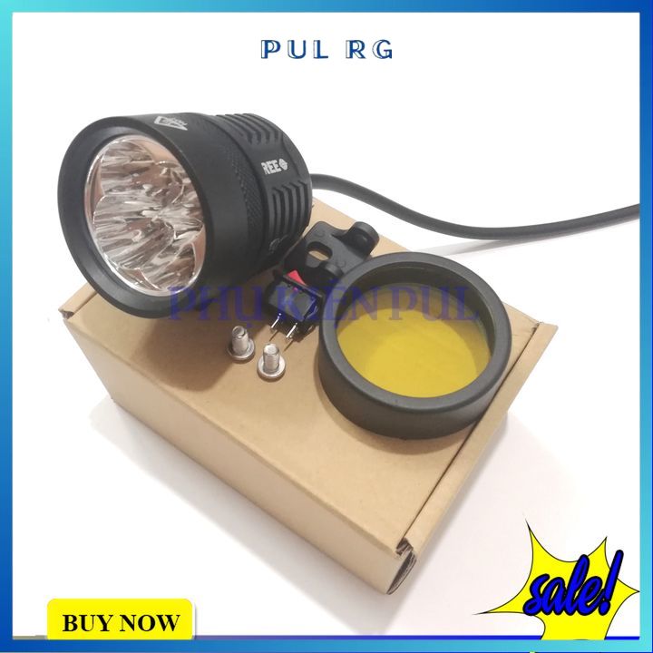 Đèn trợ sáng xe máy l4x len vàng + công tắc và pát gắn chân kính