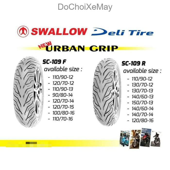 Vỏ lốp Deli - Swallow  12 inch cho MSX Scoopy Zommer Vespa các đời nhập khẩu indonesia  gai City Grip
