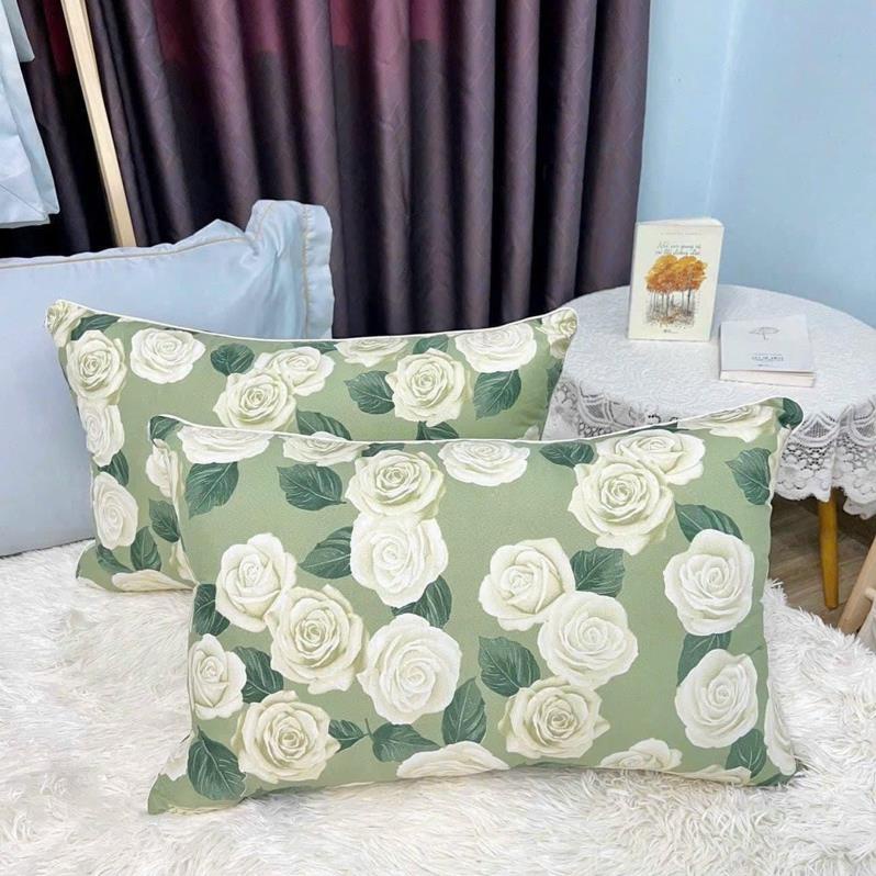Combo 2 Ruột gối bông ép hàng đẹp lᴏại 1 mẫu hoa hồng xanh kích thước 45x65cm