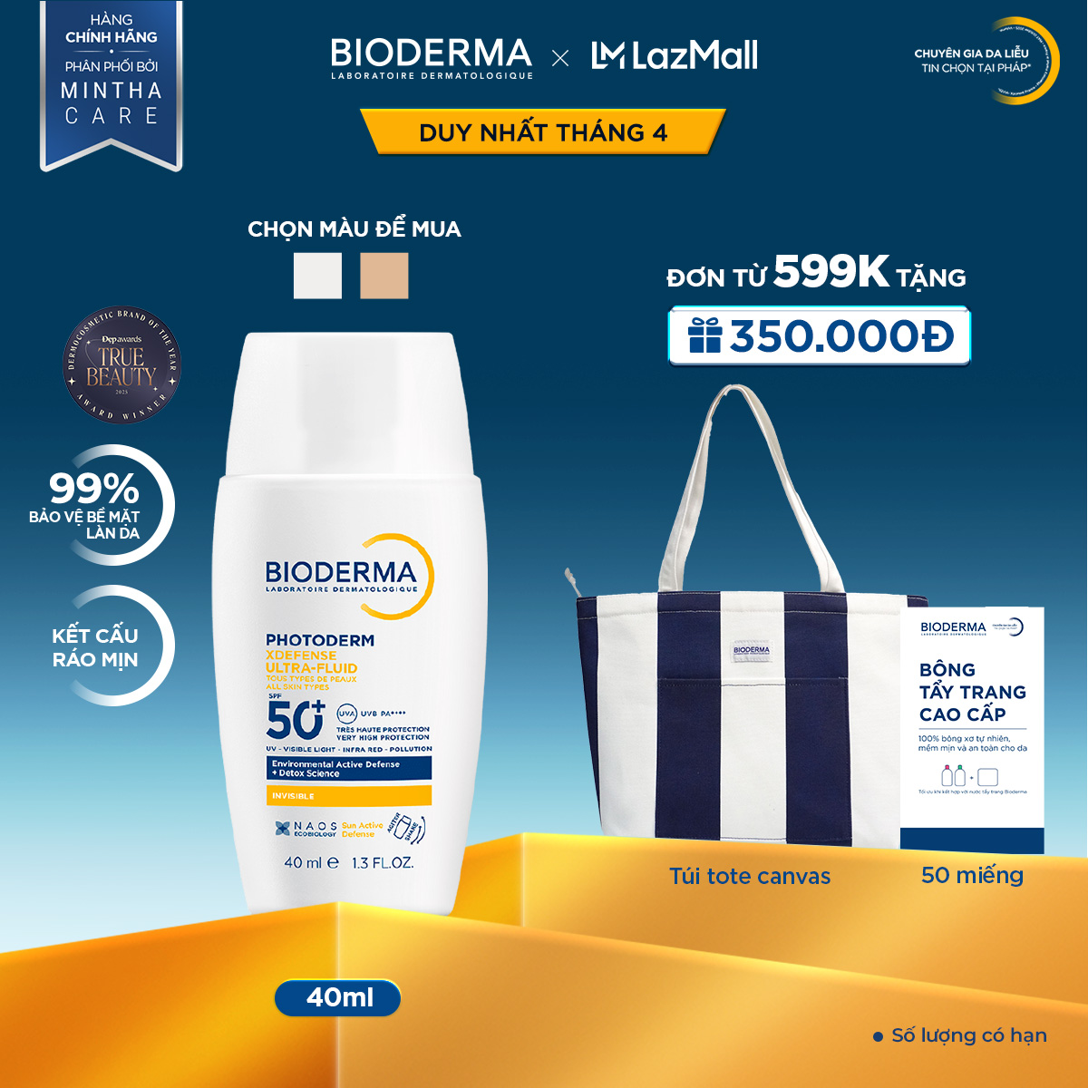 Sữa chống nắng Bioderma phổ rộng ráo mịn, bảo vệ da toàn diện Photoderm XDefense Ultra-fluid SPF50+ 40ml (Không màu)