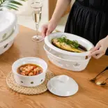 Đĩa sứ hâm nóng thức ăn bằng nến, chất liệu sứ trắng cao cấp - Gốm Xuân