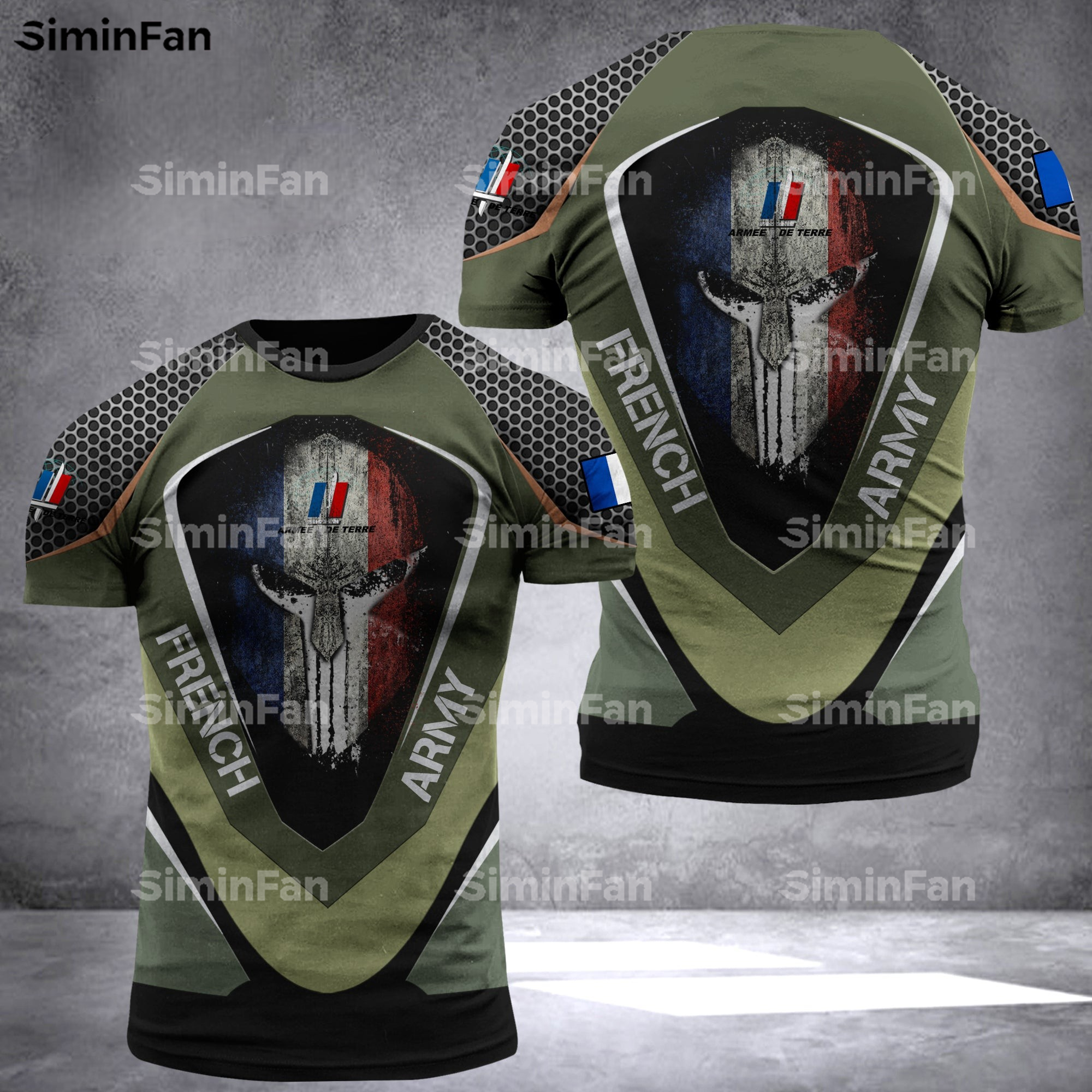 Pháp cựu chiến binh quân đội 3D in Camo T-Shirts nam mùa hè Vòng cổ TEE nữ giản dị hàng đầu unisex Harajuku dạo phố 01