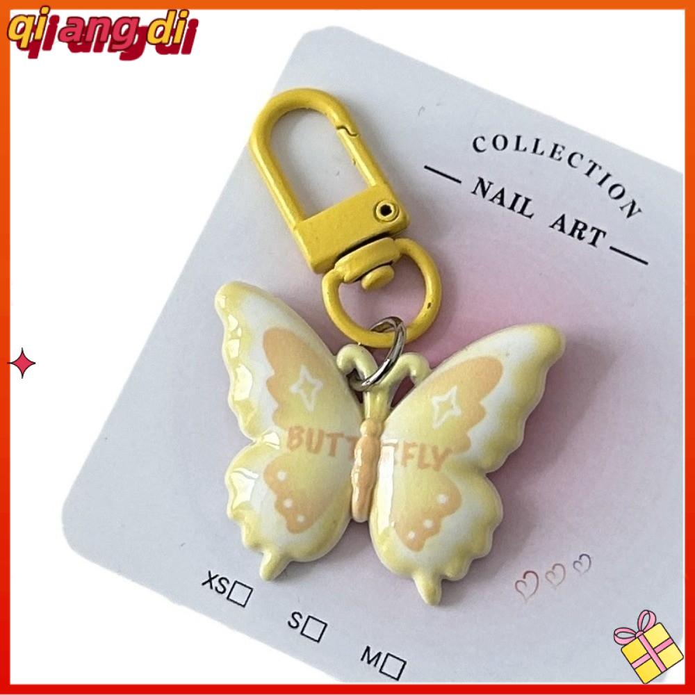 QIANGDI INS Móc khóa Phim hoạt hình Dễ thương Đồ trang trí treo  Bướm Dây đeo điện thoại di động Trang trí ba lô
