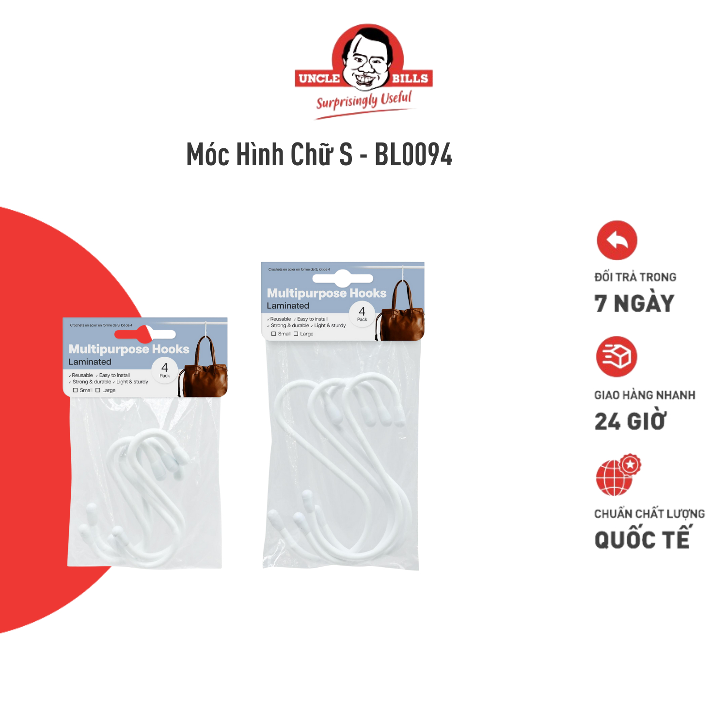 Móc treo kim loại hình chữ s uncle bills bl0094 - hàng nhập khẩu