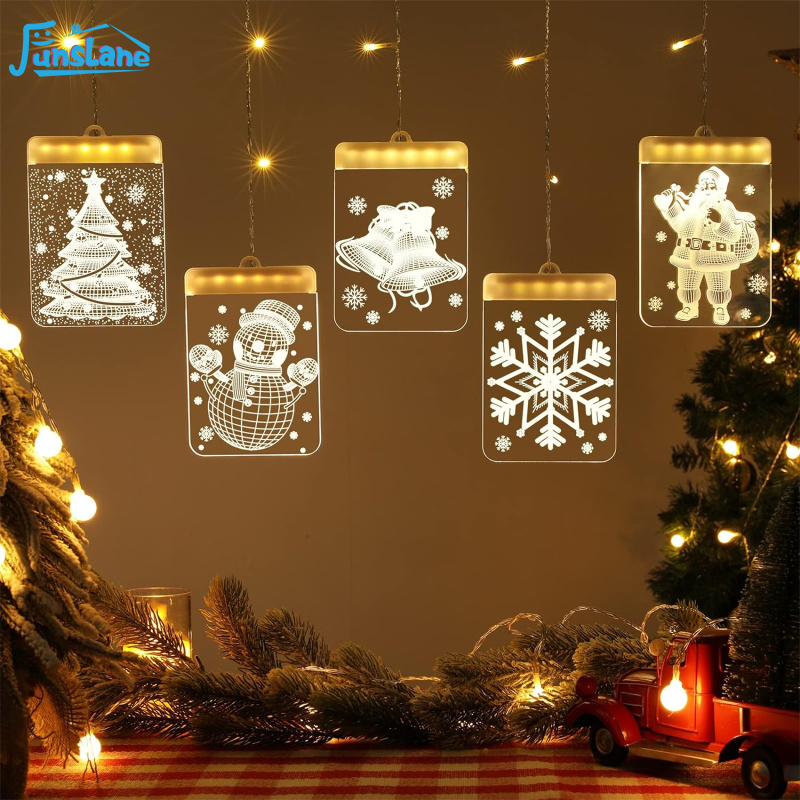 FunsLane 9.8 Ft Led Curtain String Lights With USB 3000K 7lm Super Bright 3D Christmas Light For Indoor Windows Wall Fireplace Door Decorations ราคา 431 บาท*ส่งฟรี