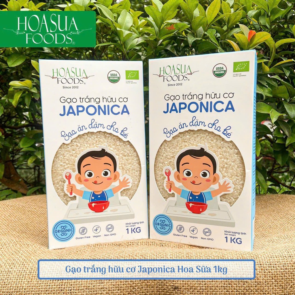 Gạo trắng hữu cơ Japonica Hoa Sữa - Gạo ăn dặm cho bé 1kg