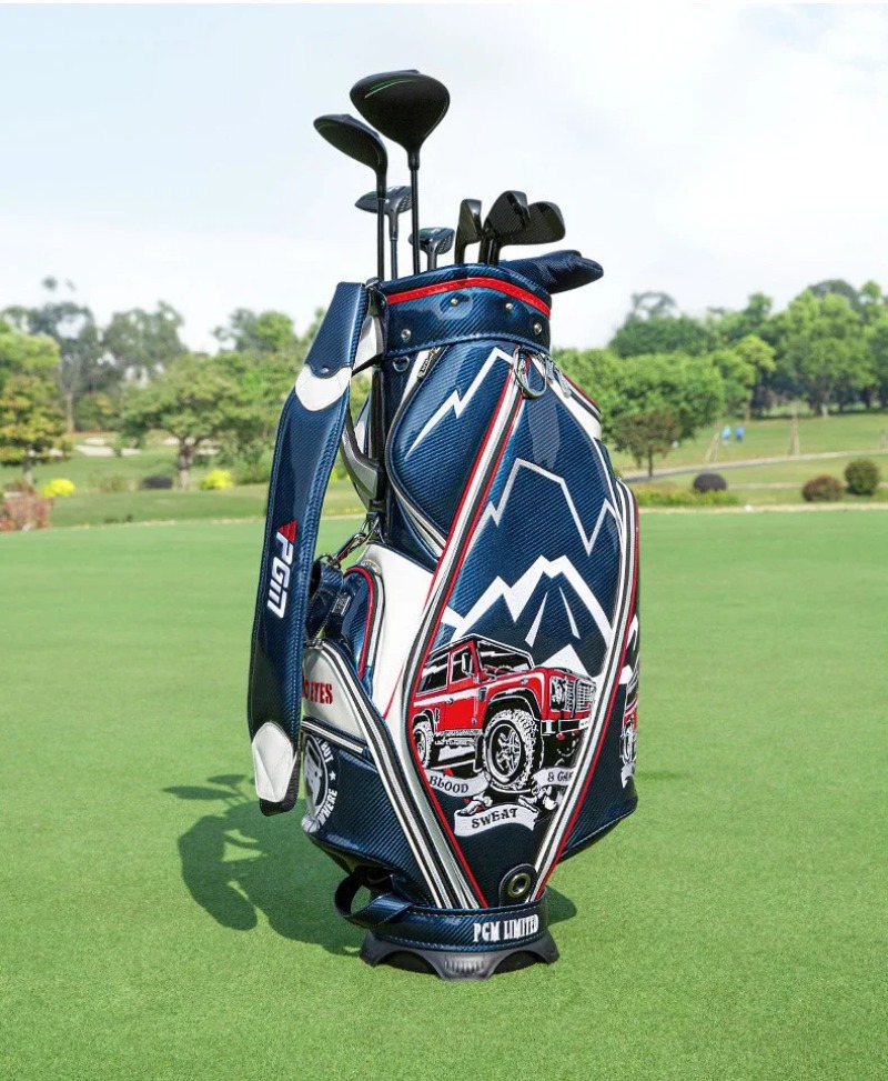 PGM MOO EYES Luxury Men's Golf Bag Standard Backpack Can 13pcs Clubs Waterproof Crystal Leather 3D Embroidered QB112 · v18