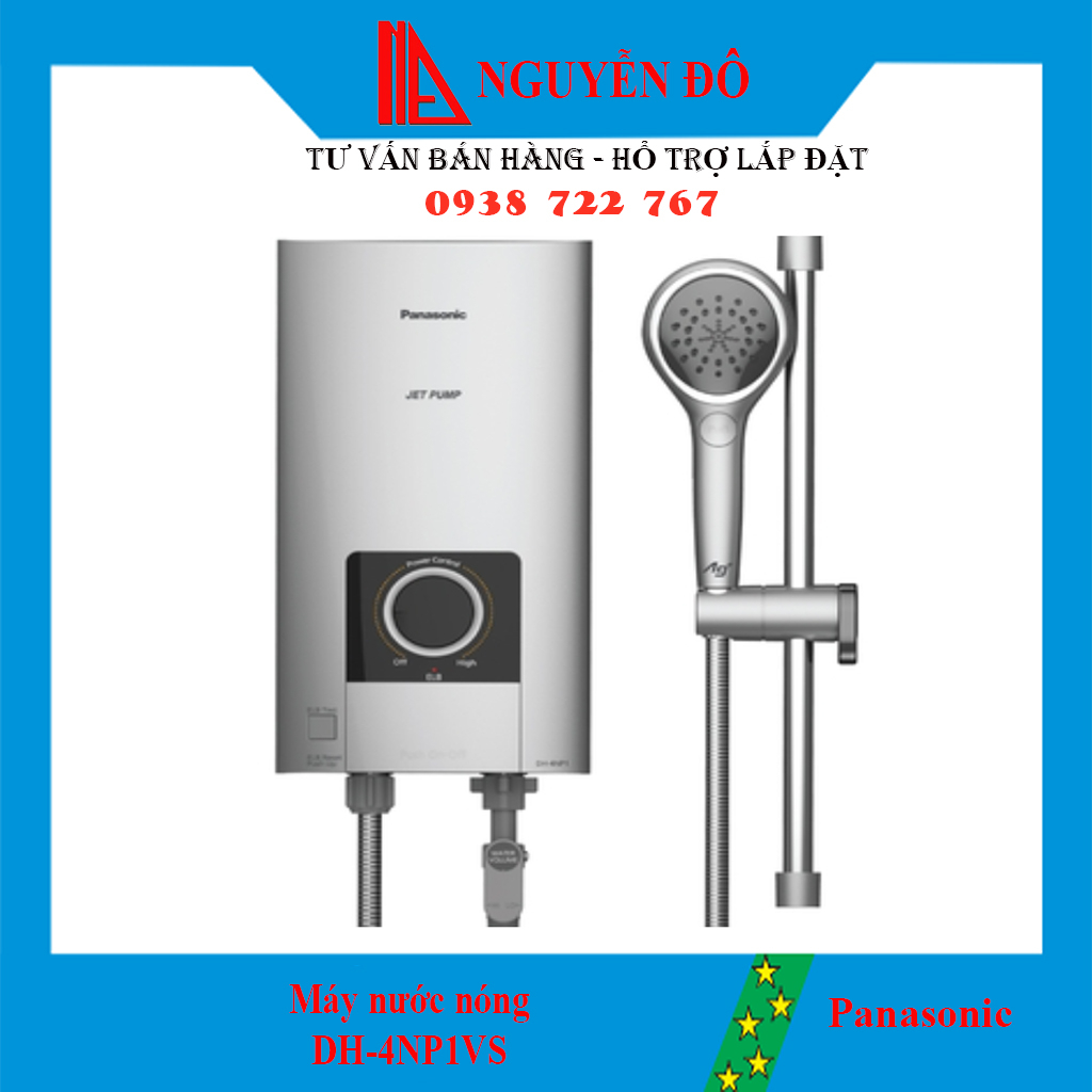 Máy nước nóng Panasonic trực tiếp có bơm trợ lực DH-4NP1VS dòng cao cấp, màu bạc , bơm trợ lực vận hành siêu êm