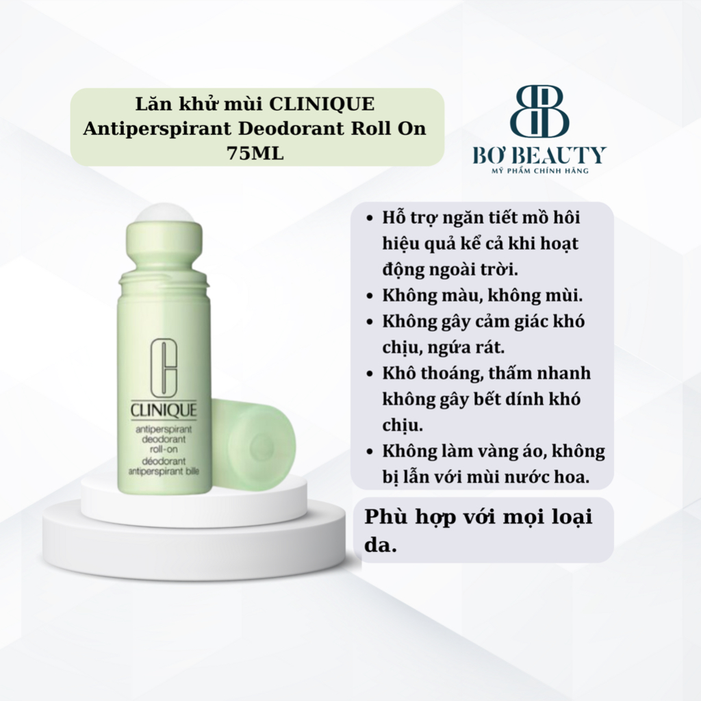 Lăn khử mùi clinique antiperspirant deodorant roll on 75ml bơ_beauty