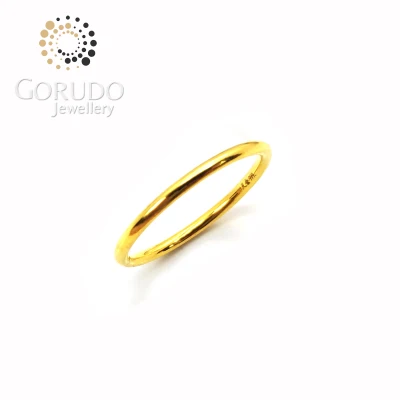 Gorudo Jewellery 999 Pure Gold Simple Rounded Plain Ring