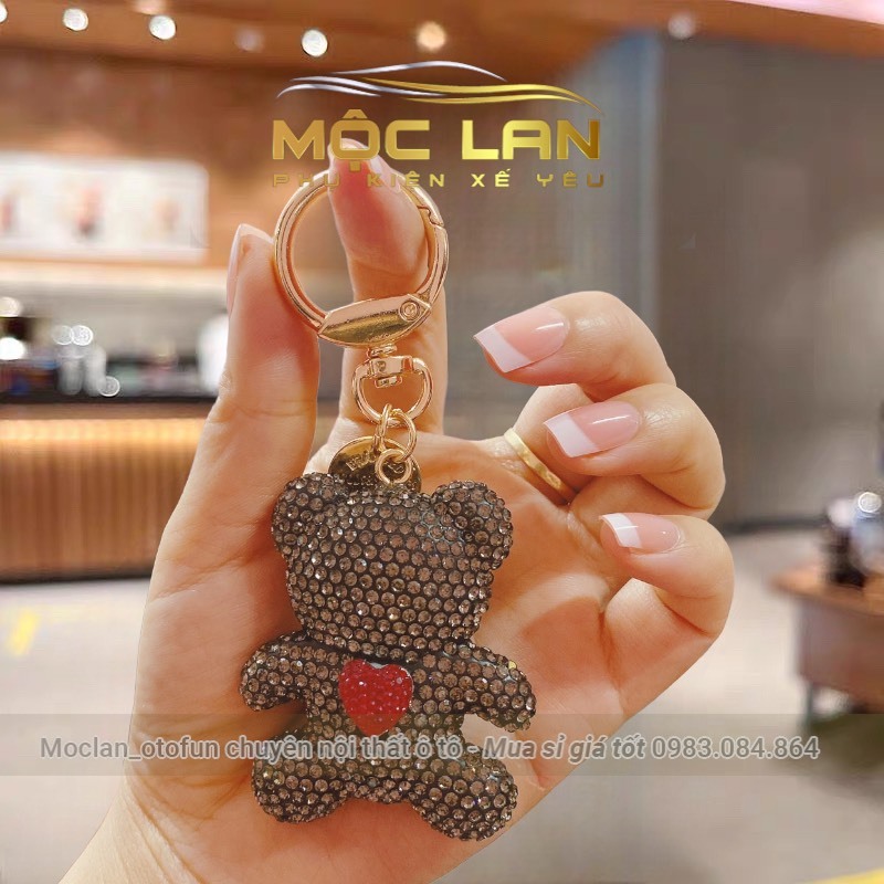 Móc Khoá Gấu Bearick Đính Đa Trái Tim Treo Túi Xách Chìa Khoá Cao Cấp Quà Tặng Ý Nghĩa