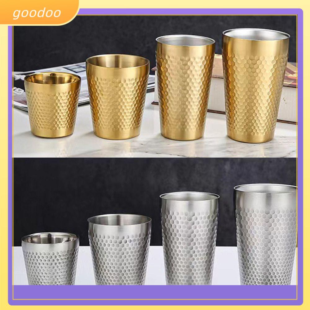 GOODOO Thép không gỉ Cốc bia hai lớp Kết cấu Rèn Giữ lạnh Cốc uống nước lạnh Chống rơi Cốc sữa Nhà bếp