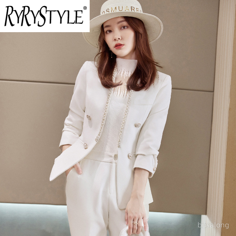 RYRYSTYLE Autumn and Winter New Women's Long sleeved Professional Suit Formal Pants Set Interview Sales 6201 Blazer ราคา 1,295 บาท*ส่งฟรี