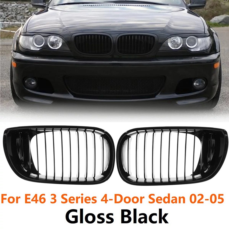 Gloss Black Front Hood Kidney Grill for E46 3 Series 2002-2005 4D Sedan 318I 320I 323I 328I Front Bumper Grille