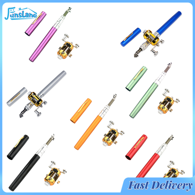 FunsLane Pen Fishing Rod Kit, Metal Pocket Fishing Rod With Reel, Mini Fishing Pole Reel Combo, Telescopic Fishing Rod Spinning Reel Combo Kit For Saltwater Freshwater ราคา 204 บาท*ส่งฟรี