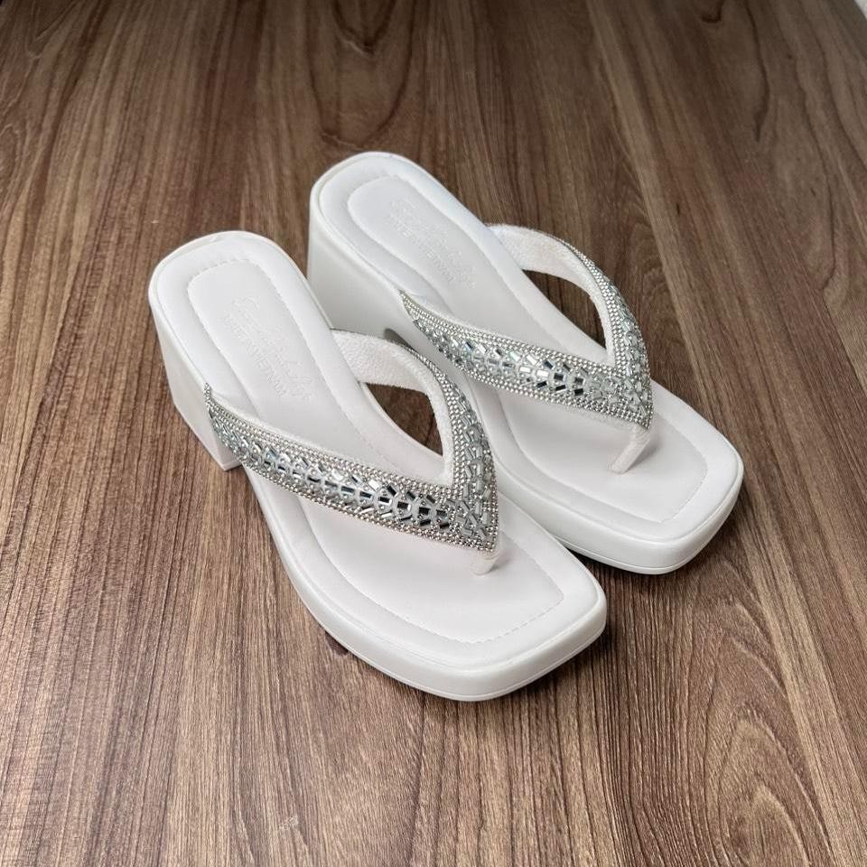 dép nữ đế cao - dép nữ gót cao 6cm - quai kẹp xoàn ( MS  15 ) DéP Shoes GiàY - 5