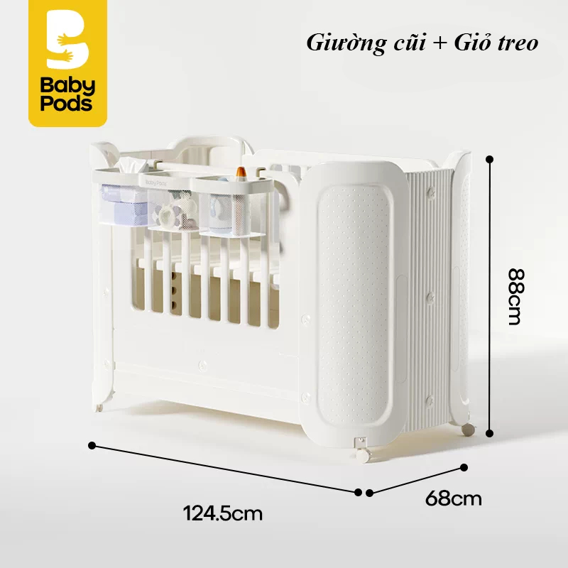 Giường cũi nôi di động đa năng cho bé Babypods nhựa nguyên sinh cao cấp ghép cạnh giường ba mẹ