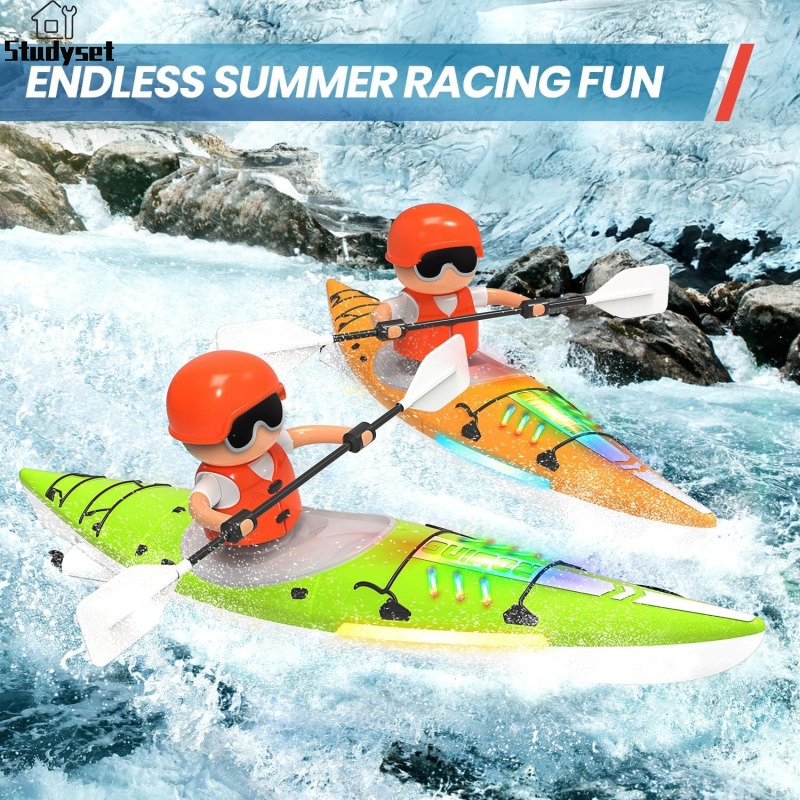 Studyset RC Kayak Boat 2.4 Ghz Remote Control Boat Toy With Colorful LED Lights For Lake Pool Gifts For Boys Girls ราคา 442 บาท*ส่งฟรี
