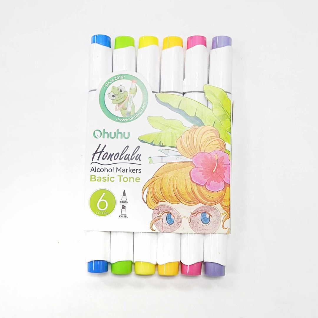Ohuhu Honolulu Alcohol Markers 6 colors Brush & Chisel Y30-80403-51 Y30-80403-52 Y30-80403-53