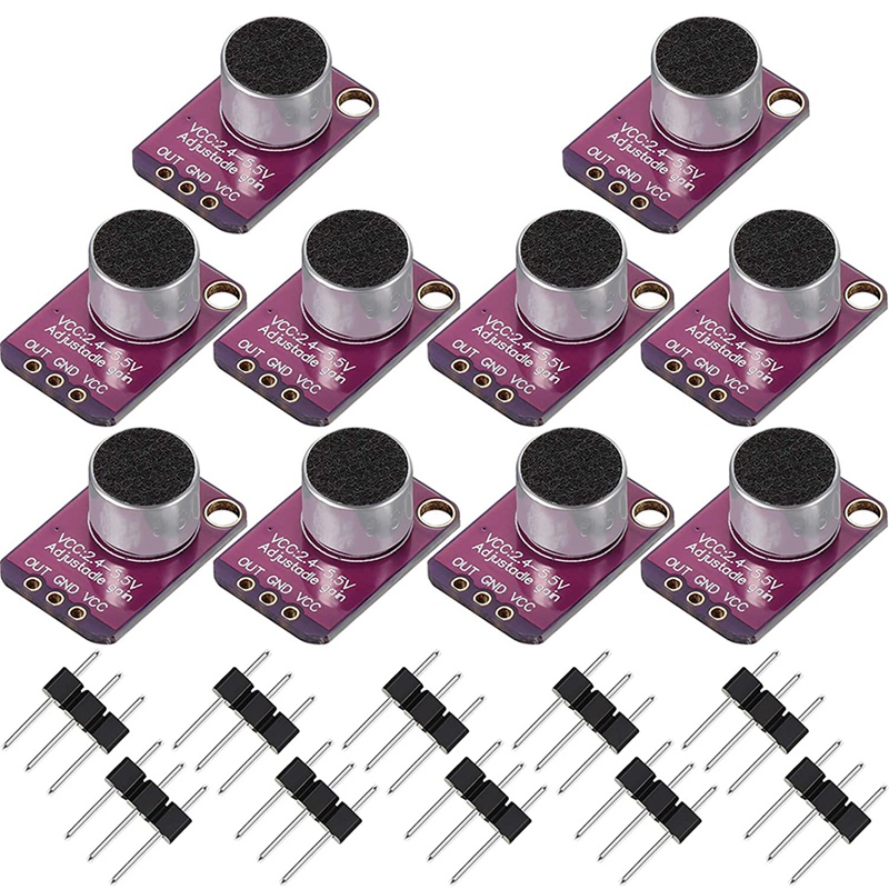 (QZPD) 10 PCS Electret Microphone Amplifier Adjustable MAX4466 Module Microphone Preamplifier Purple Breakout Board for