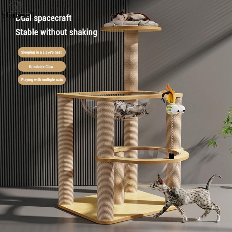 Studyset Cat Tree 37" Modern Cat Tree Tower With Scratching Posts 2 Space Capsule Nest Perch Multi Level Kitten Furniture Activity Centre ราคา 3,363 บาท*ส่งฟรี