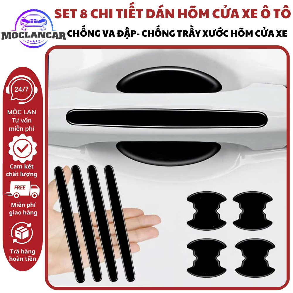 Full Logo - Set of 8 Pieces of Anti-Scratch Silicone Stickers for Car Cavities and Car Door Handles Giá 95,000 Đồng*Miễn phí vận chuyển