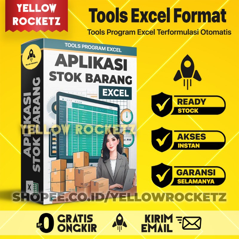 TOOLS APLIKASI STOK BARANG EXCEL - Program Siap Pakai Pencatatan Stok Produk Stock Opname - YellowRocketz Harga  25,000 Ringgit*Penghantaran Percuma