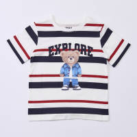 Max Fashions Atasan Anak Laki-laki Explore Bear Striped S/S Tee White Multishade