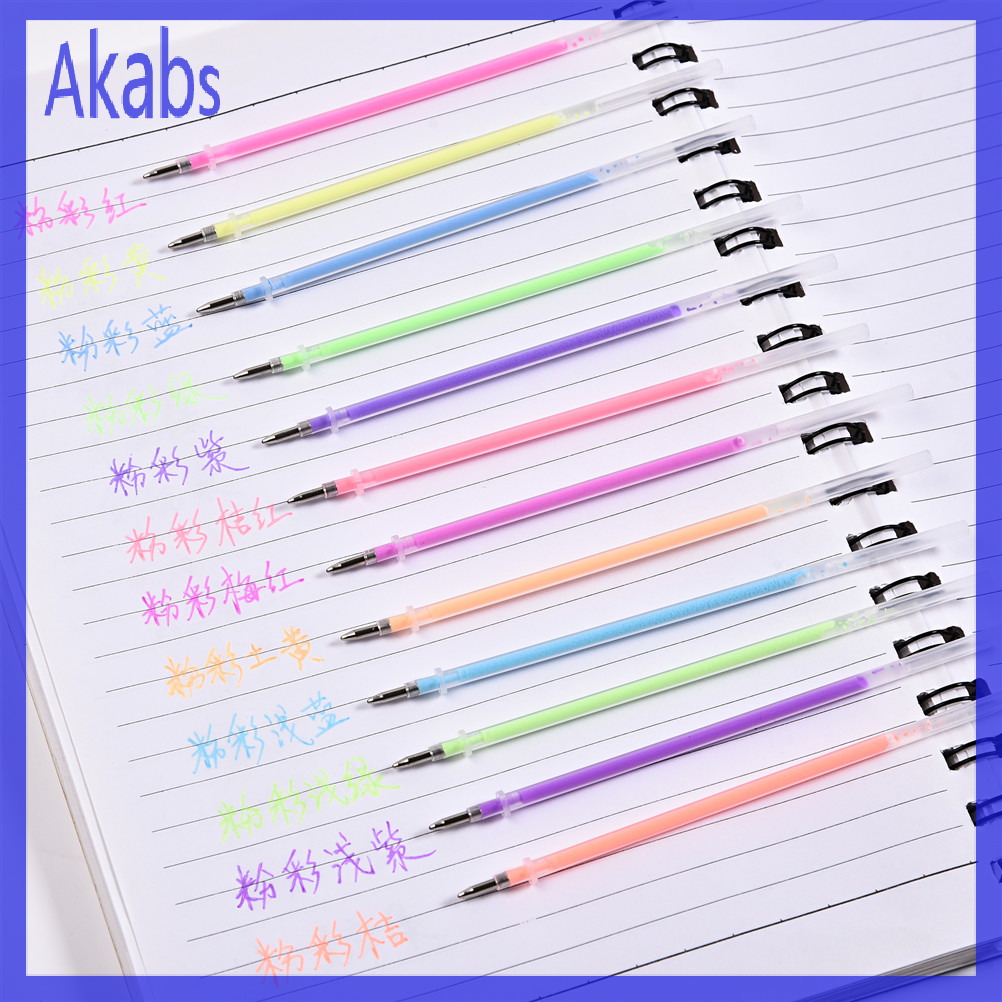 Akabs 48pcs Fluorescent Gel Ink Pen Refills Watercolor Brush Colorful