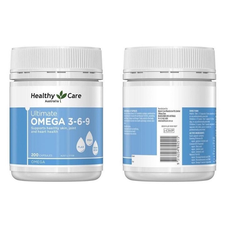 Omega 369 Healthy Care - Dầu Cá Nội Địa Úc - Giúp sáng mắt , bổ sung DHA , EPA giúp phát triển trí não - Hộp 200 viên