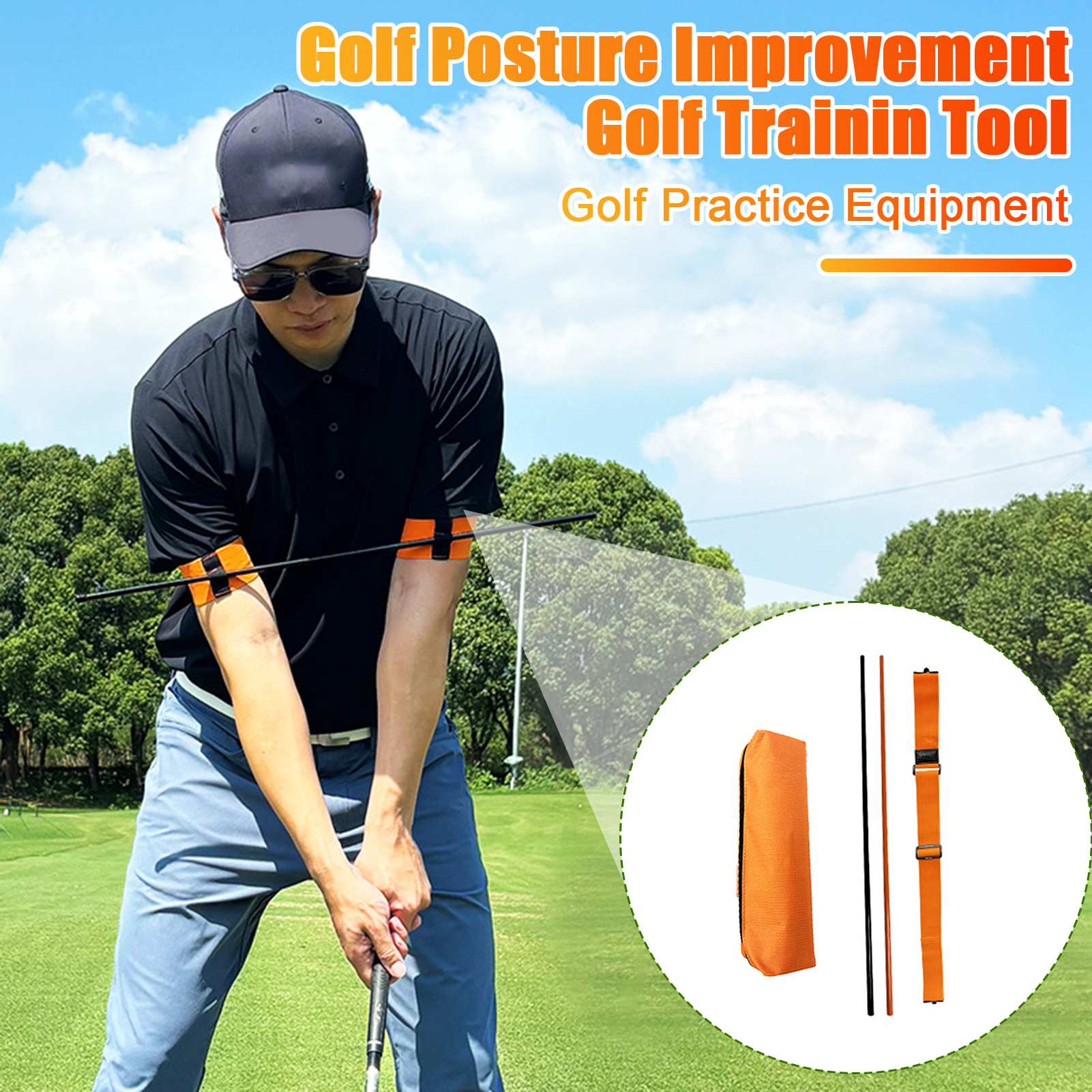 yiyanai Adjustable Length Golf Training Aid Golf Swing Trainer Improve Your Golf Swing with Adjustable High Elasticity Grip Trainer Best Tool for Golf Swing Improvement in Asia