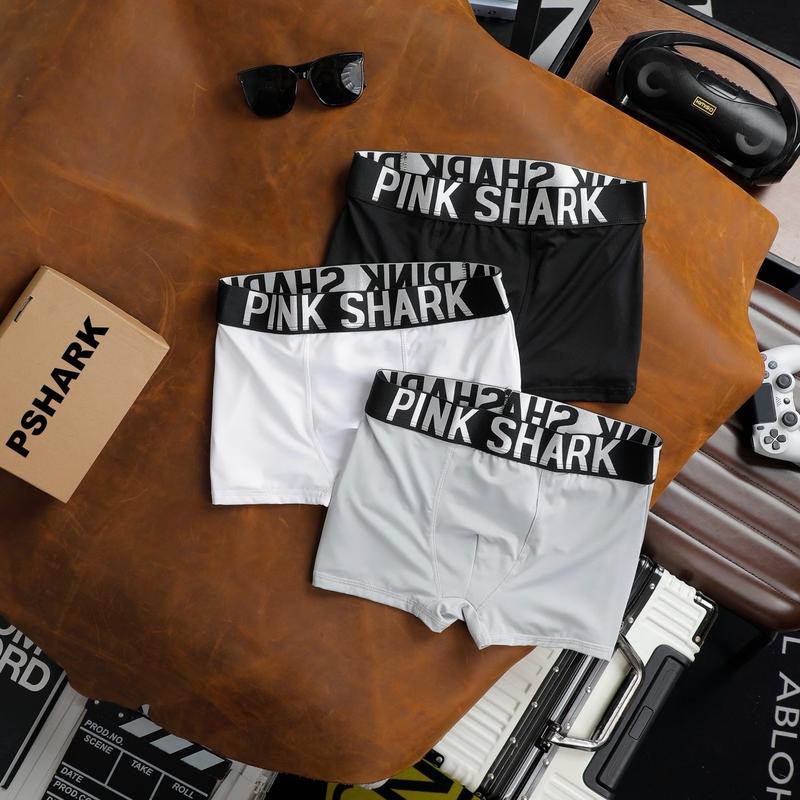 Quần Boxer nam PinkShark( thun lạnh) co dãn 4chiều Bản cạp to đai 4.5cm . Đủ 3 màu : trắng, đen, xám Sịp Quần Lót quần Menswear
