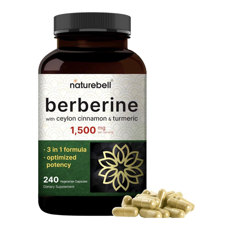 Viên chay NatureBell Berberine hỗ trợ Tiểu đường,Tim Mạch, Tiêu Hóa 240v USA