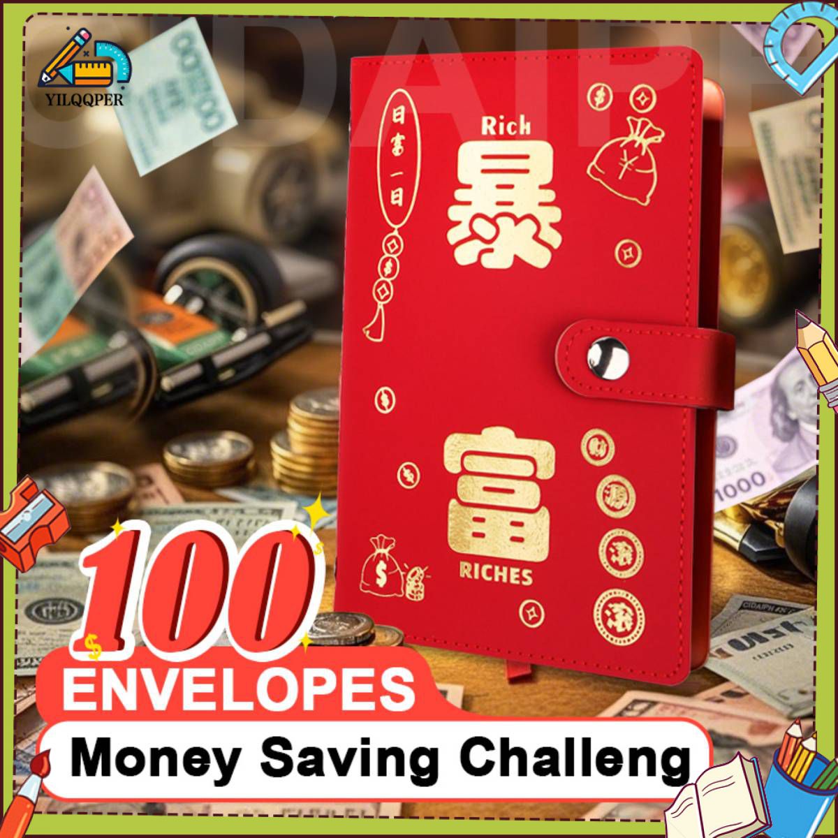 ซองเงินสด, รวย 100 วัน, คู่รัก, ความท้าทายในการประหยัดเงิน, ซองจดหมายเก็บเงิน, ความท้าทายในการประหยัดเงิน, ซองจดหมาย ราคา 28 บาท*ส่งฟรี