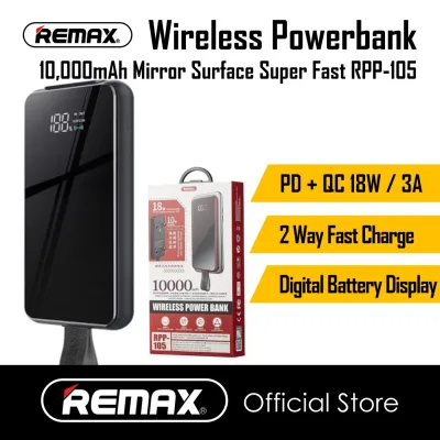 [Remax Energy] RPP-105 10000mAh Mirror Surface PD + QC 18W Super Fast Charging Wireless Powerbank Portable Charger