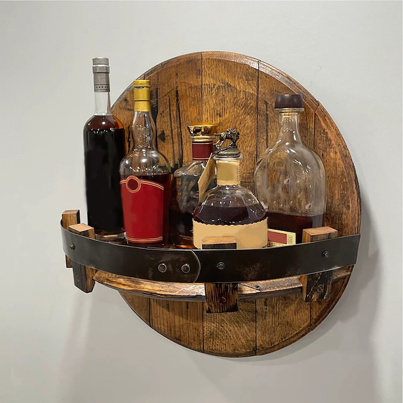 Thanh treo trang trí treo tường gỗ cổ điển rượu whisky ngô Thùng Kệ chai rượu hiển thị Kệ đựng chai rượu giá rượu